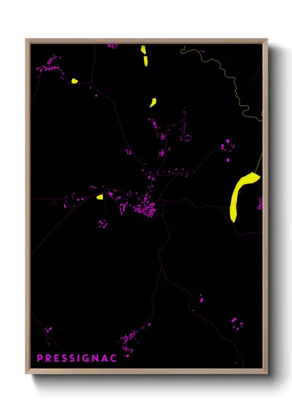 Une affiche de carte sur Pressignac