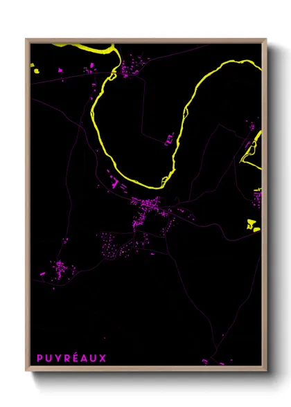 Une affiche de carte sur Puyréaux