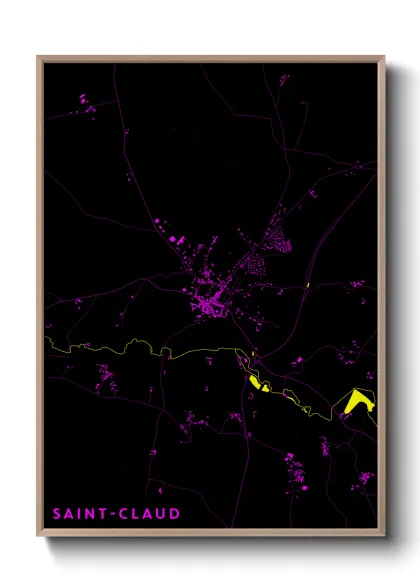 Une affiche de carte sur Saint-Claud
