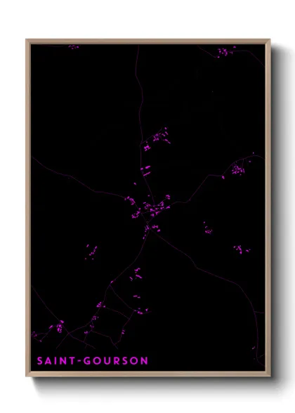 Une affiche de carte sur Saint-Gourson