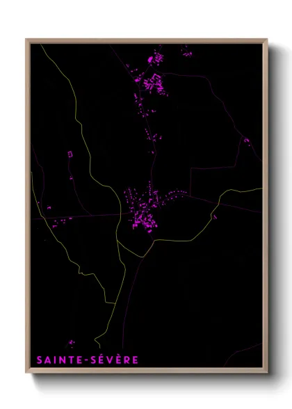 Une affiche de carte sur Sainte-Sévère
