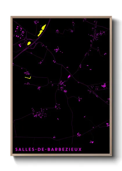 Une affiche de carte sur Salles-de-Barbezieux
