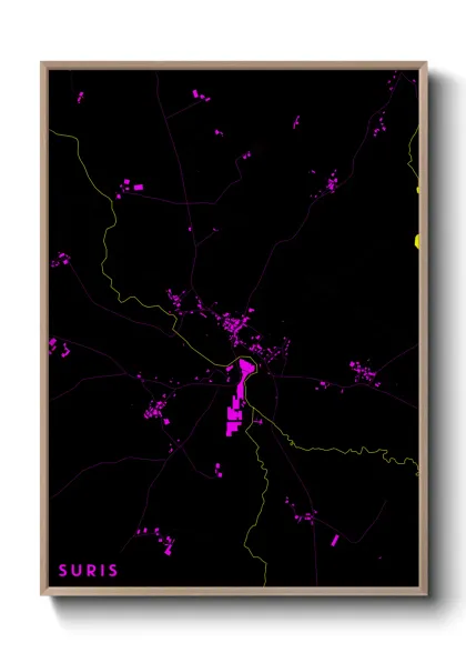 Une affiche de carte sur Suris