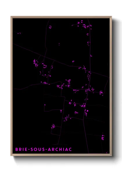 Une affiche de carte sur Brie-sous-Archiac