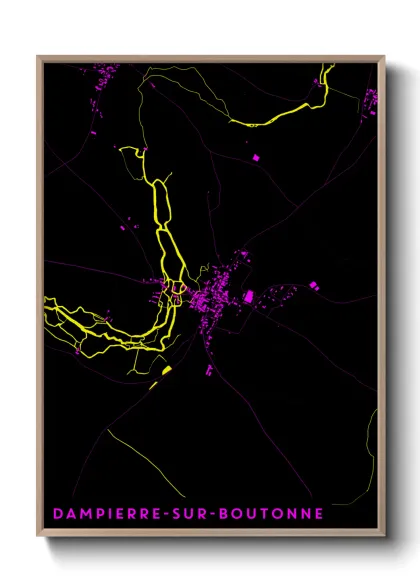 Une affiche de carte sur Dampierre-sur-Boutonne