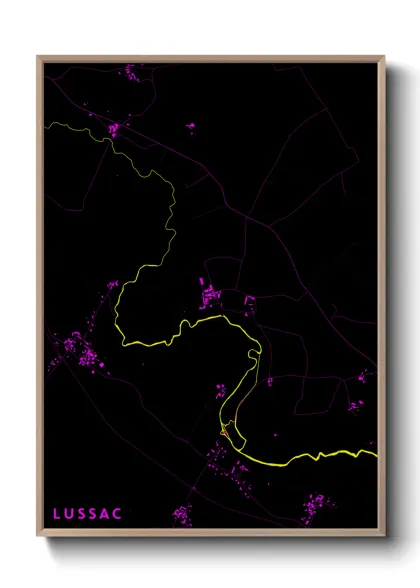 Une affiche de carte sur Lussac