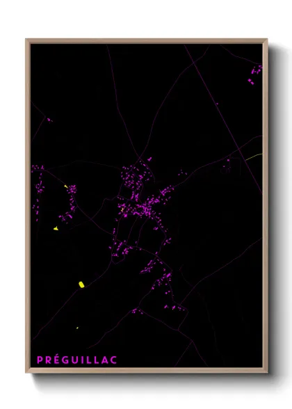 Une affiche de carte sur Préguillac