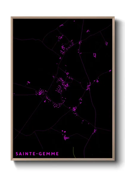 Une affiche de carte sur Sainte-Gemme