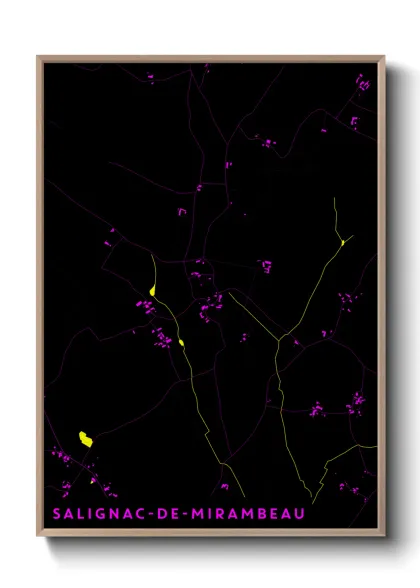 Une affiche de carte sur Salignac-de-Mirambeau