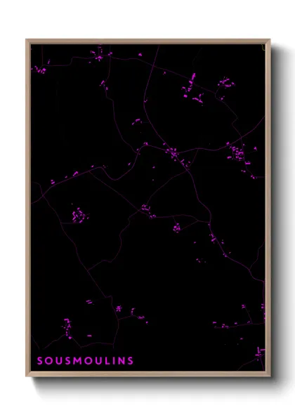 Une affiche de carte sur Sousmoulins