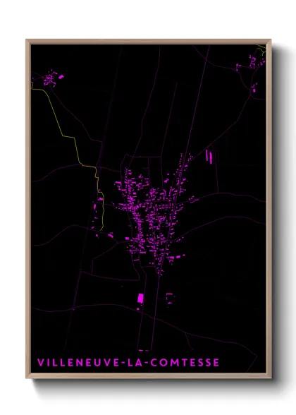 Une affiche de carte sur Villeneuve-la-Comtesse