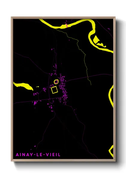 Une affiche de carte sur Ainay-le-Vieil