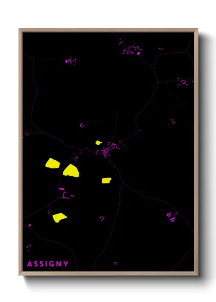 Une affiche de carte sur Assigny