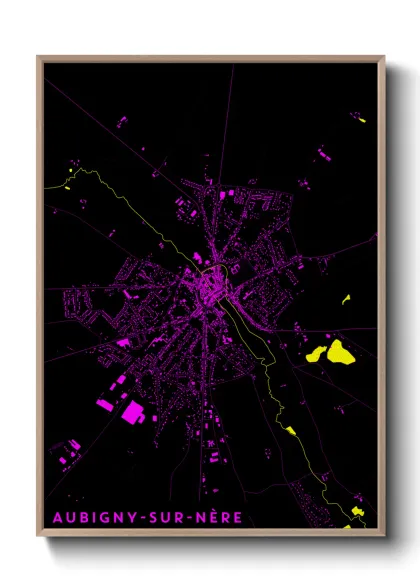 Une affiche de carte sur Aubigny-sur-Nère