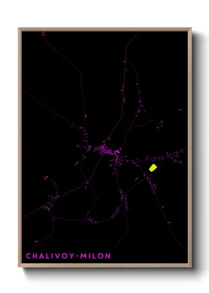 Une affiche de carte sur Chalivoy-Milon