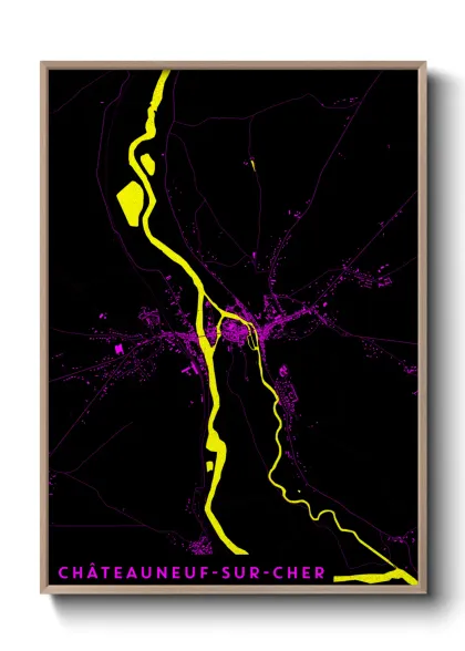 Une affiche de carte sur Châteauneuf-sur-Cher