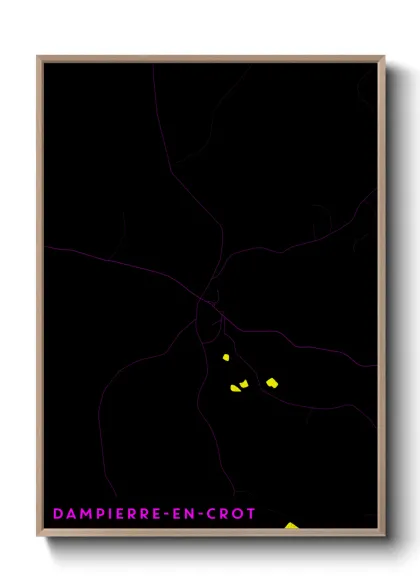 Une affiche de carte sur Dampierre-en-Crot