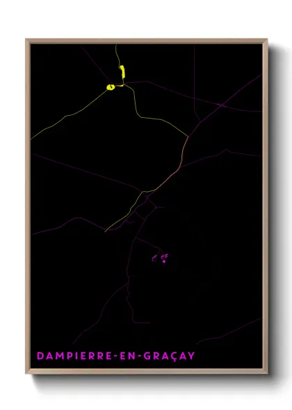 Une affiche de carte sur Dampierre-en-Graçay