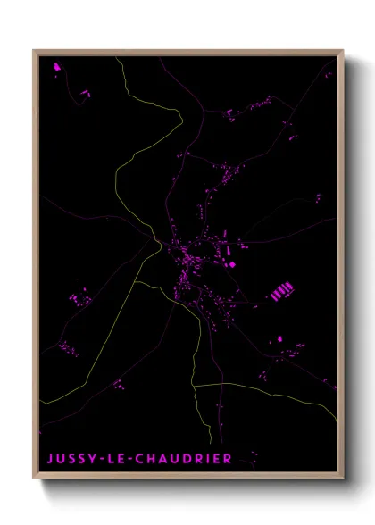 Une affiche de carte sur Jussy-le-Chaudrier