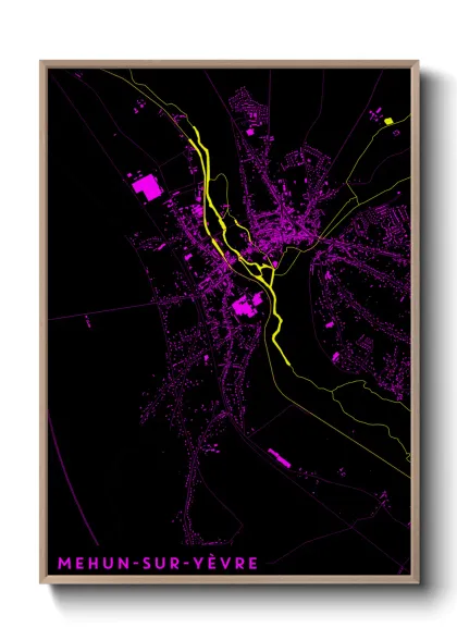 Une affiche de carte sur Mehun-sur-Yèvre