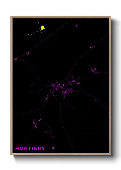 Une affiche de carte sur Montigny