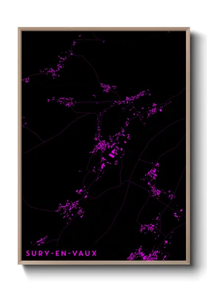 Une affiche de carte sur Sury-en-Vaux
