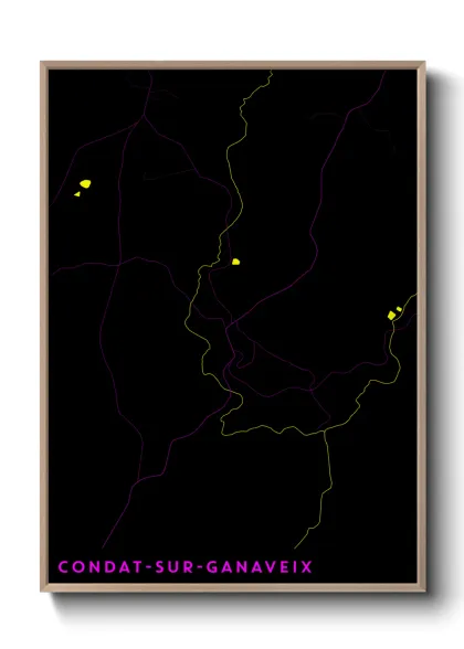 Une affiche de carte sur Condat-sur-Ganaveix