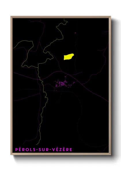 Une affiche de carte sur Pérols-sur-Vézère