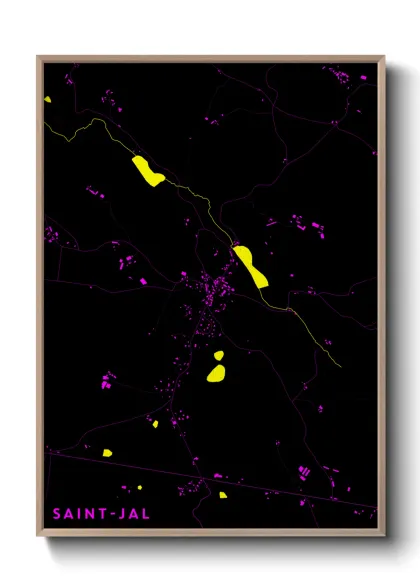 Une affiche de carte sur Saint-Jal