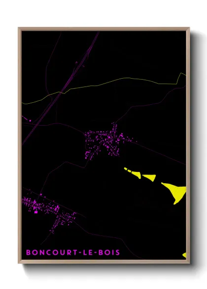 Une affiche de carte sur Boncourt-le-Bois