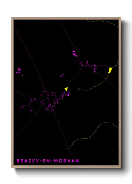 Une affiche de carte sur Brazey-en-Morvan