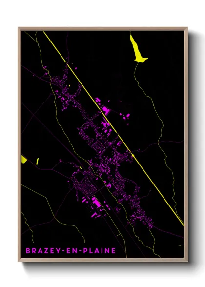 Une affiche de carte sur Brazey-en-Plaine