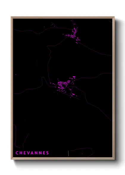 Une affiche de carte sur Chevannes