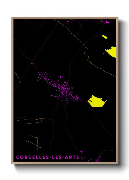 Une affiche de carte sur Corcelles-les-Arts