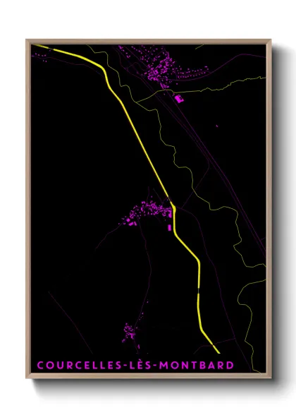 Une affiche de carte sur Courcelles-lès-Montbard