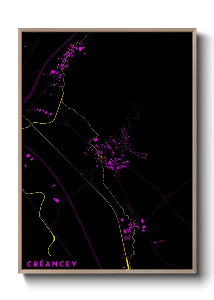 Une affiche de carte sur Créancey