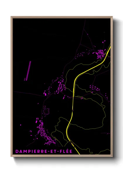 Une affiche de carte sur Dampierre-et-Flée