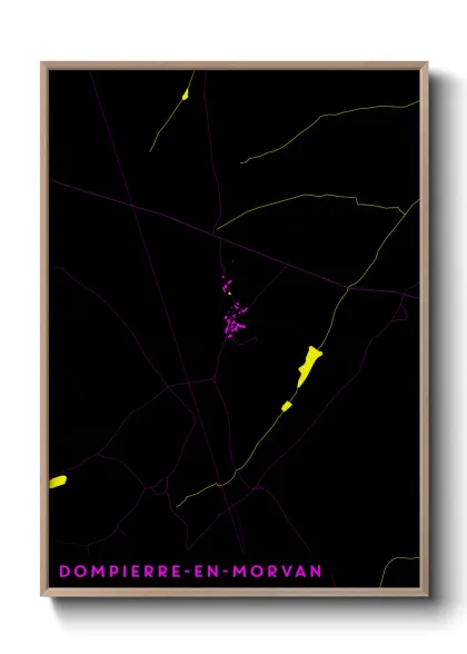 Une affiche de carte sur Dompierre-en-Morvan