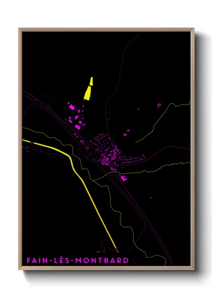 Une affiche de carte sur Fain-lès-Montbard
