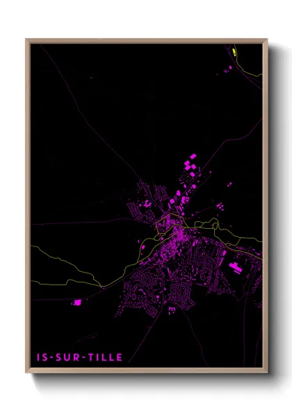 Une affiche de carte sur Is-sur-Tille