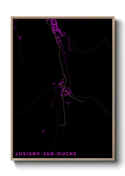 Une affiche de carte sur Lusigny-sur-Ouche