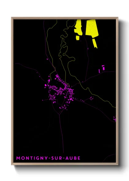 Une affiche de carte sur Montigny-sur-Aube