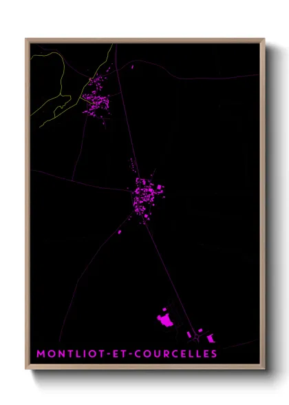 Une affiche de carte sur Montliot-et-Courcelles