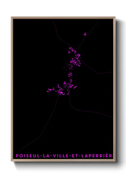 Une affiche de carte sur Poiseul-la-Ville-et-Laperrière