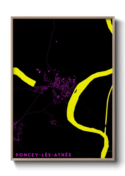 Une affiche de carte sur Poncey-lès-Athée