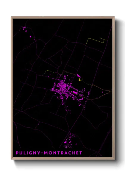 Une affiche de carte sur Puligny-Montrachet