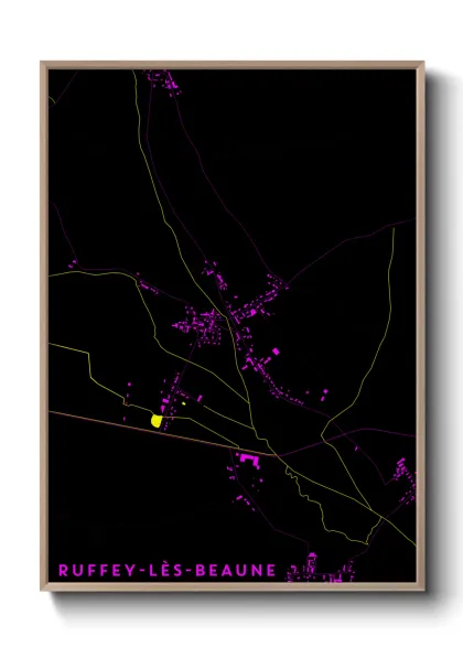 Une affiche de carte sur Ruffey-lès-Beaune