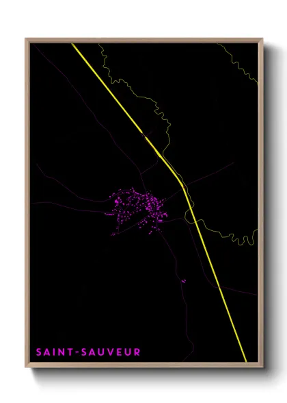 Une affiche de carte sur Saint-Sauveur