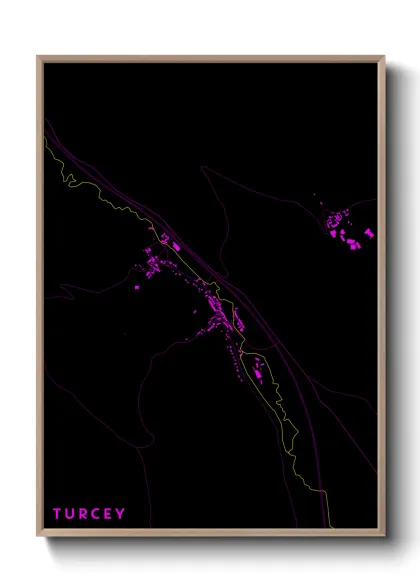 Une affiche de carte sur Turcey