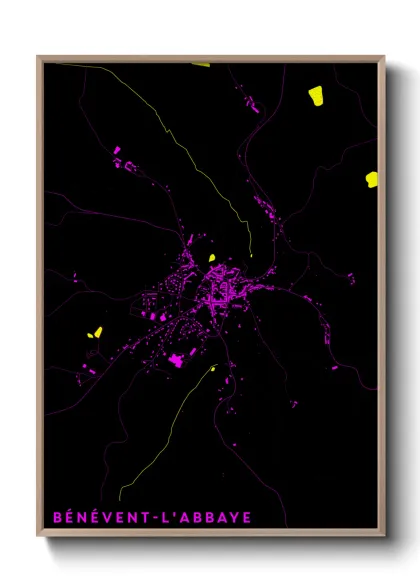 Une affiche de carte sur Bénévent-l'Abbaye